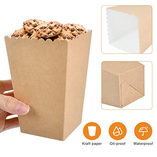Image of 150 Pcs Popcorn Boxes, 22-27 Oz Mini Paper Popcorn Box, Oil-Proof Kraft Paper Popcorn Bags, Popcorn Container for Movie Theater Carnival Birthday Party Supplies(3.54 x2.48 x5.35 Inch)