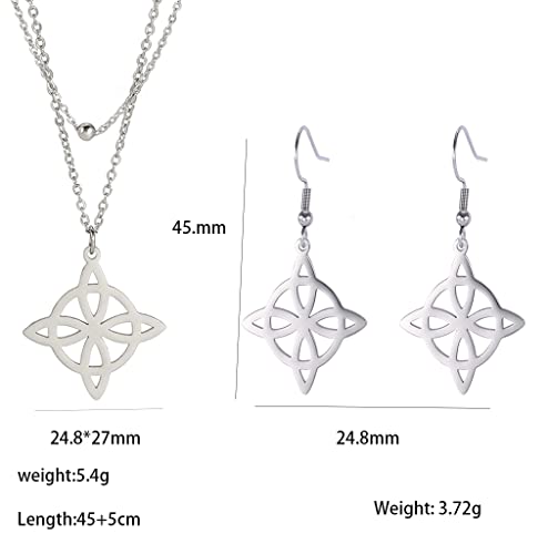 Collier nœud de sorcière double couche en acier inoxydable chic et durable