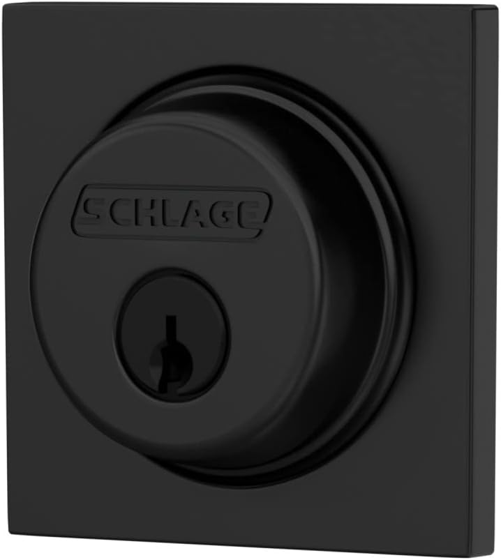 Schlage B60 N COL 622 Deadbolt with Collins Trim, Keyed 1 Side, Highest Residential Security, Matte Black, B60NCOL622