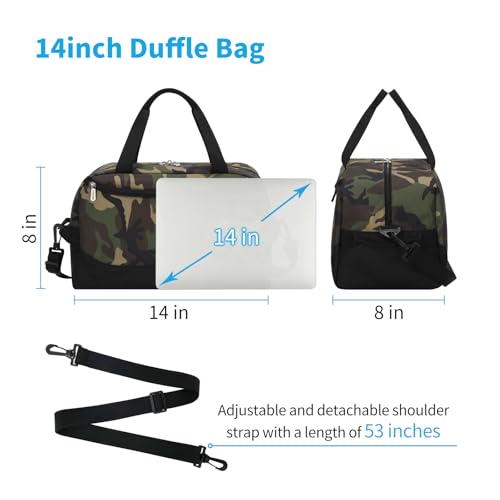 Image of Apenze Small Gym Bag 14 inch lightweight Carry On Mini Duffel Bag with D-Ring for Travel Sport - Camouflage