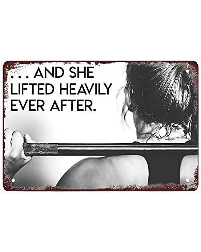Fitness And She Lifted Heavily Ever After Sign �t�@�j�[�e�B���T�C�� �o�[ �p�u �_�C�i�[ �J�t�F �Ǒ��� �z�[���f�R �A�[�g�|�X�^�[ ���g�� ���B���e�[�W 8x12�C���`