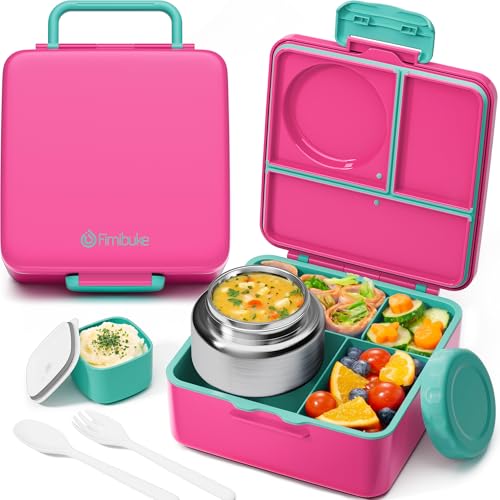 Fimibuke Bento Box with Thermos, 3-4 Compartment Lunch Kit