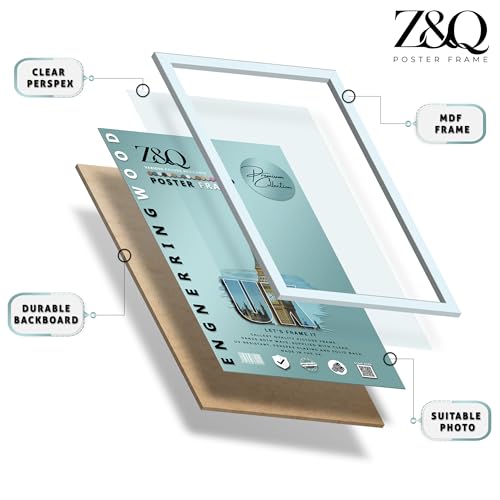 Z&Q Elegant Gallery Frame 80 x 40cm | Photo Picture Art Paintings Display Frame | Portrait & Horizontal Both-way Wall Mounting | 30x15mm Molding Lightweight (White) - Image 4