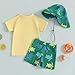 DuAnyozu Baby Boys Swimsuit Long Sleeve Rash Guard Swimwear Baby Boy Swim Trunk with Hat Set 3-Piece Toddler Bathing Suit (Yellow, 6-12 Months)