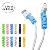 tpltech 12pack charging cable protector spiral tube wire management organizer protective cord sleeve line saver for iphone ipod ipad macbook tablet charger cord android cell phone mouse cable 6 colors