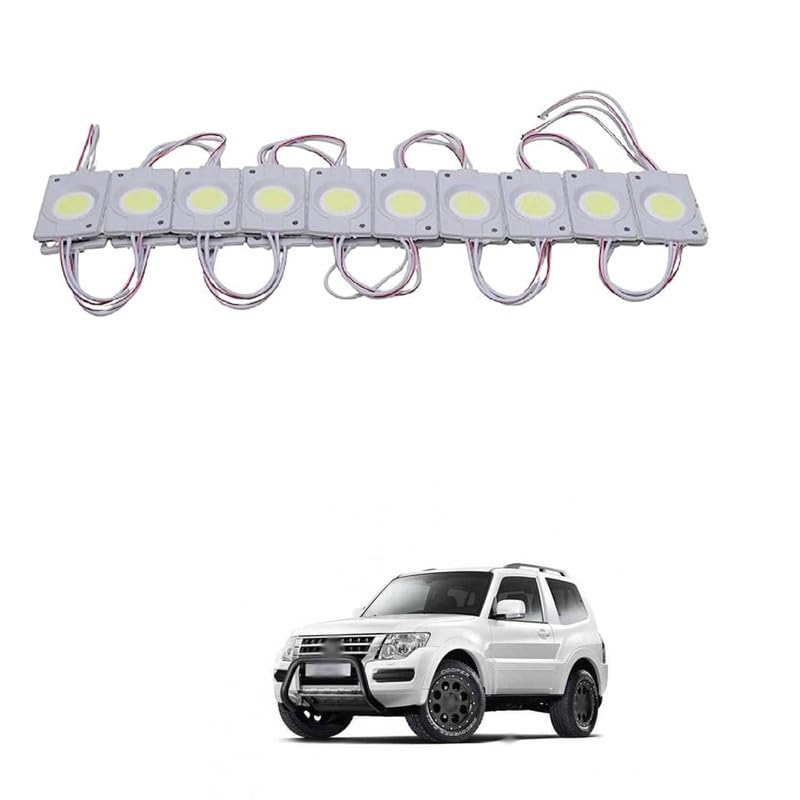 LOVMOTO Universal LED Module Light Interior Exterior 12V COB Coin Injection Decorative Lamp with Adhesive Backside for Car, Home & Decoration (10 Strips, White) Comfortable For Paj-ero Spo-rt