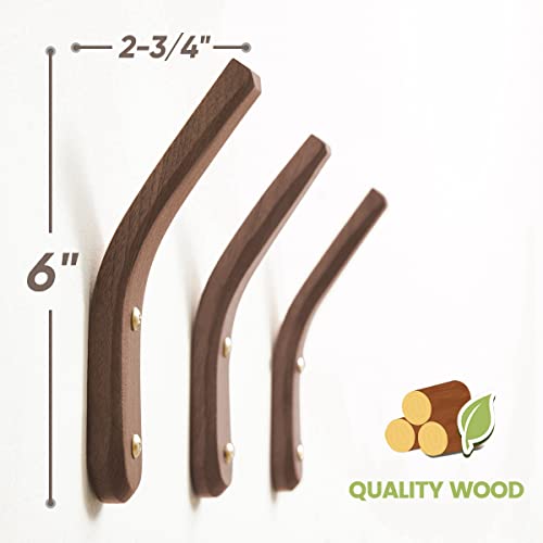 Cocoya 4Pack Wood Hooks Wall Mounted, Minimalist Easy Install Natural Real Walnut Cute Mid Century Modern Simple Rustic Home Foyer Entryway Decor, For Hanging Hat Cap Backpack Bag Coat Towel Clothes #TOP5