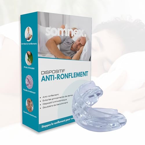 Dispositif Anti-Ronflement Somnex – Gouttière Buccale – Améliore le Sommeil – Solution Naturelle et Sans Médicament - Taille standard (6,7 cm)