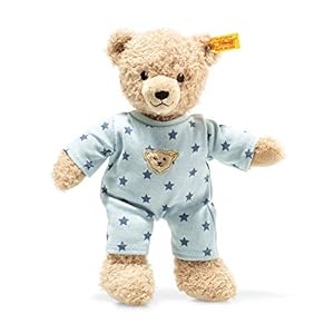 STEIFF Teddy and Me 241642 Teddybeer voor jongens en meisjes, 25 cm, teddybeer met blauwe pyjama, knuffeldier voor baby…