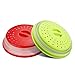 TGOOD 2 PCS Microwave Cover for Food,Multifunction Fruits Drainer Basket Vegetable Colander Draining Basket,Foldable Durable Silicone Material Green/Red