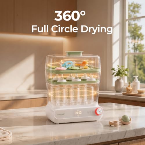 Momcozy 3 Layers Large Bottle Sterilizer and Dryer, Fast Sterilize and Dry, Universal Bottle Sterilizer for All Bottles & Breast Pump Accessories, Touch Screen & Auto-Off Bottle Sanitizer - Image 5