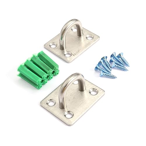 JECOMPRIS 2 PCS Medium U Shaped Ceiling Hooks Stainless Steel Mount Hook Hanger for Hanging Ornaments Balloons and Decorations Elegant Brushed Texture Finish Silver