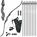 D&Q 60'' Archery Bow and Arrow Set for Adults, Hunting Bow, Recurve Bows for Adults Right Hand, Black Hunter Longbow Bow and Arrow Adult Beginner, Archery Set with 12pcs Fiberglass Arrows (25lbs)