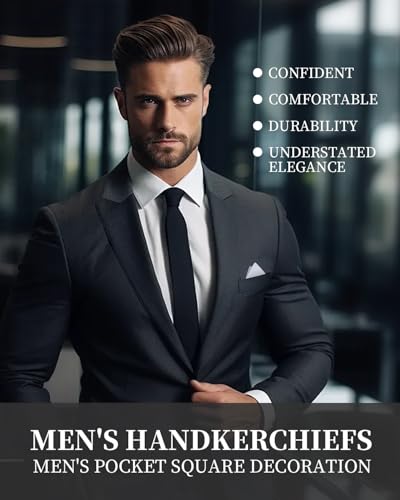 Image of Men's Handkerchiefs 12 PCS, 100% Soft Cotton Handkerchiefs for Men, White Pocket Squares for Men, Classic Hankies