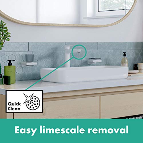 hansgrohe Wasserhahn Talis E (wassersparende Armatur mit hohem Auslauf 240mm, Zugstangen- Ablauf), Mattweiß