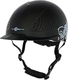 Covalliero Reithelm Beauty 2.0, Kinder, Kinderhelm, schwarz, Kopfumfang 55 59cm, stoßfest, schlanke Helmform, mit Belüftung, 4 Punkt Befestigung