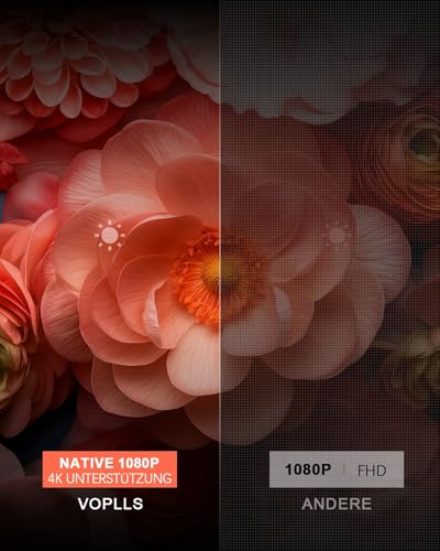 Mini Beamer【Autofokus/Trapezkorrektur】 Projektor 4K Unterstützt 1080P Full HD 23000Lumen WiFi6 Bluetooth, VOPLLS Beamer Klein Heimkino 50% Zoom 360° Drehbar Projector für Handy/TV Stick/USB