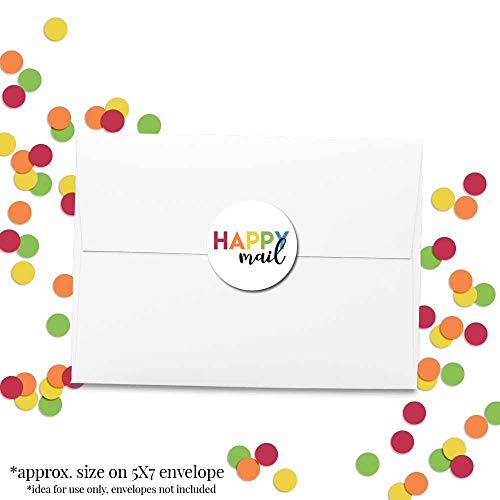 Rainbow Letters Happy Mail Thank You Customer Appreciation Sticker Labels For Small Businesses, 60 1.5" Circle Stickers By Amandacreation, For Envelopes, Postcards, Direct Mail, More! #TOP1