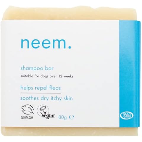 Neem & Tea Tree Dog Shampoo Bar for Fleas, Ticks, Mites & Lice | Soothes Dry Itchy Skin | Anti Itch | Antibacterial & Antifungal | Natural & Hypoallergenic | Vegan & Cruelty Free | Plastic Free - 80g Cover