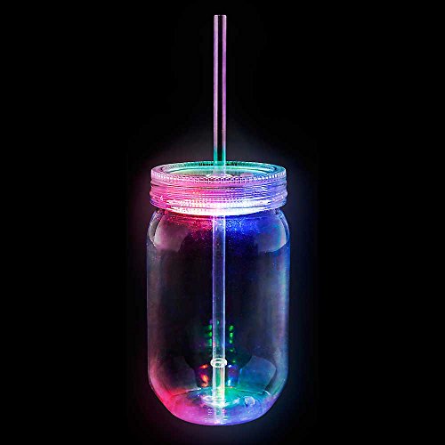 12-Pack Light-Up Mason Jar Drink Cups with Straws