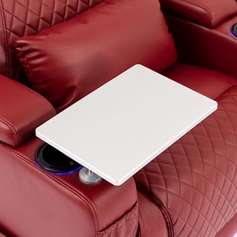 Airadlis Home Theater Seating Series 360“ Swivel Tray Table with Extra Cup Holder (Bright Silver) Cover