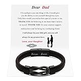 Dads Birthday Gifts Ideas Mens Leather Bracelets Gifts Fathers Day Dad Gifts From Daughter Father Daughter Brown Leather Bracelet Christmas Easter Encouragement Gifts Stainless Steel Gifts For Him