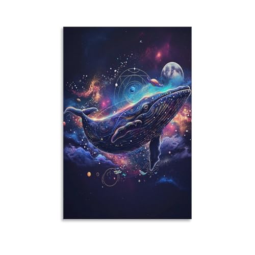 Impression sur toile baleine étoilée avec finitions artistiques pour salon
