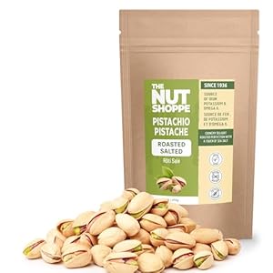 Premium Pistachios Roasted and Salted By Nut Shoppe Since 1936, 1 lb (454 gr) Resealable Bag – Healthy Snack, Protein Snack, Pantry Staple, Gluten Free, Non GMO, Oven Roasted, Pistache Rôtie Salée
