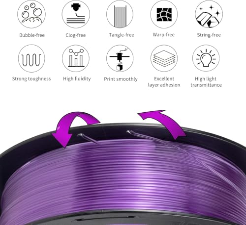 Image of 3D Printer PETG Filament Transparent Light Purple for Bambu Lab AMSAMS Lite | High toughness is suitable for functional parts;prevents nozzle clogging and air bubbles1.75mm is suitable for Bambu printers