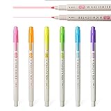 CHoSCH CS-8120 Mild Color Soft Color Highlighter, Dual-Tips Highlighter, Chisel Tip And Fineliner Tip Marker, 6 Assorted Color, 6-Count (6)