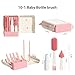 Aynmer Baby Bottle Brush, 10 in 1 Travel Baby Bottle Cleaner Brush Set with Silicone Brush, Nipple Brush, Straw Brush, Soap Dispenser, Portable Drying Rack, Breast Pump & Bottle Cleaning Kit - Pink