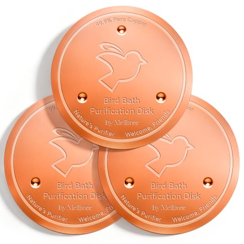 Image of Mellbree 3-Pack Bird Bath Copper Disc, 0.6mm Reinforced 99.99% Pure Copper Cleaning Disk with Triple-Point Support for Physical Safe Clean Water All-Season