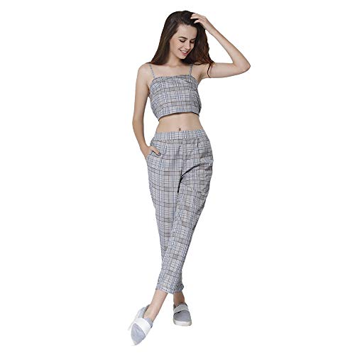 Image of ONLY Women's Synthetic Viscose Checkered Regular Fit Top