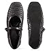 ToroToro Woven Mary Jane Flats for Women with Cushioned Insole, Comfortable Mesh Ballet Flats, 1.4-Inch Inner Lift, Black