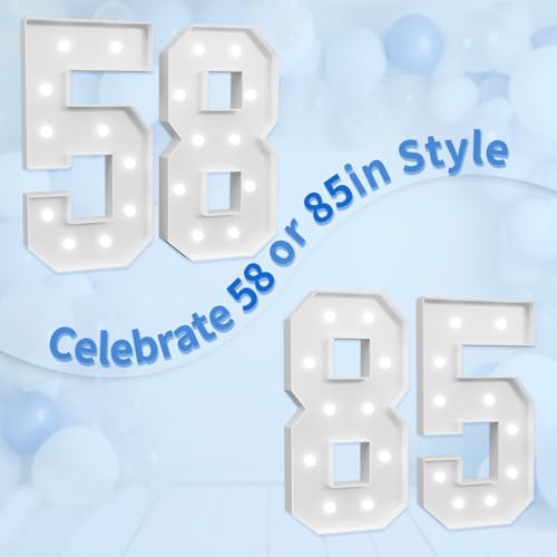 Image of imprsv Marquee Numbers Large 58th-Birthday Decorations: 4ft Light Up Number