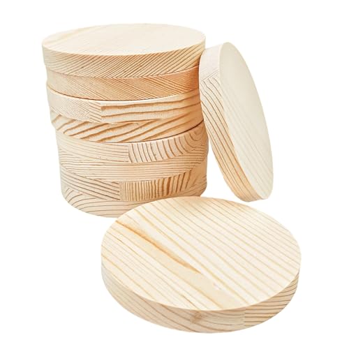10 Stück Kiefernholz-Kreis-Plaketten, 8x1cm blanko unbehandelte runde Holzkreise Plaketten für Bastelprojekte, Gravierung, Holzbrennen, Malerei