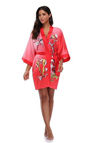 Luvrobes women's watercolor floral kimono robe, short (…