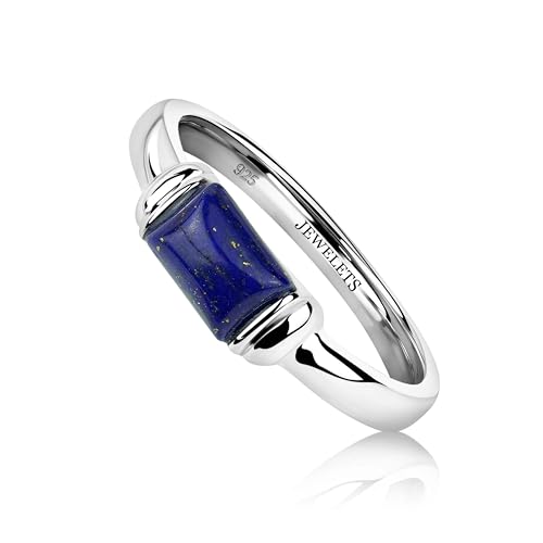 Lapis Lazuli Ring – Rectangular Signet for Men & Women – 925 Sterling Silver – Rhodium Plated – Fine Jewelry with Genuine Lapis Gemstone – Minimalist Elegant Blue Stone Ring (7.0)