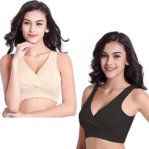 Tuopuda Reggiseno Allattamento in Cotone 3 Pezzi Morbido e Traspirante Bra Donna Senza Ferretto e Senza Cuciture Reggiseno Premaman con Imbottito Notte Ideale per Gravidanza e Allattamento