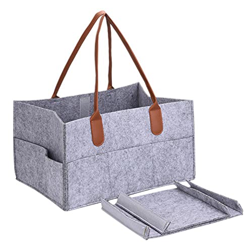 Image of House of Quirk Baby Diaper Organizer, Nursery Storage Basket and Car Organizer for Diapers and Baby Wipes - Grey
