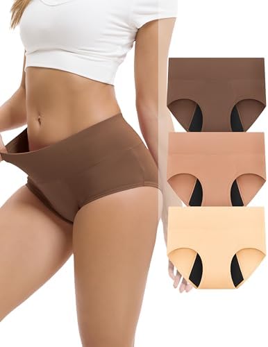 INNERSY Periodenunterschwäsche Starke Blutung Bambus Periodenslips 3er Pack | High Waist Menstruation Slip, Menstruationsunterwäsche Microfaser, Waschbare Perioden Unterwäsche, Aus