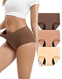 INNERSY Periodenunterschwäsche Starke Tage Bambus Waschbare Inkontinenz Unterwäsche Weich 3 Pack (38, Kaffee/Beige/Rubberrot)