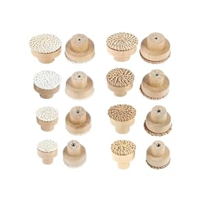 Uyfrd Rattan-Knauf Holz Türknöpfe 4 Stück