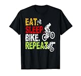 Mountain bike, e-bike, Eat Bike Sleep Repeat, bel design per ogni ciclista, mountain biker e downhiller. Guidiamo con e senza elettricità: regalo perfetto per tutti i ciclisti e ciclisti. Scritta divertente.