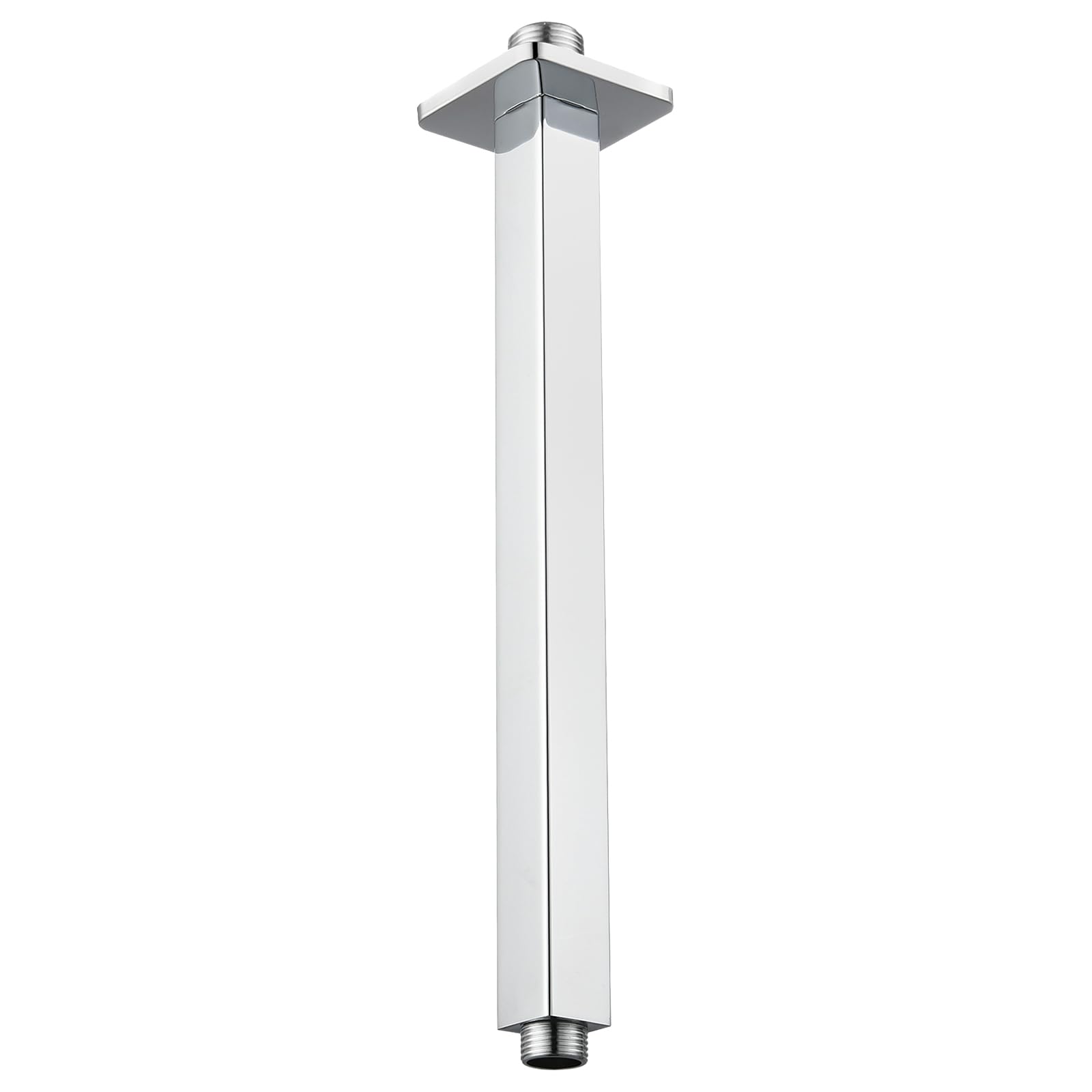 Voolan Braccio doccia con flangia, tubo doccia fisso montato a soffitto, braccio di ricambio dritto per doccia a pioggia in bagno, attacco universale 1/2 NPT (30 cm, quadrato)