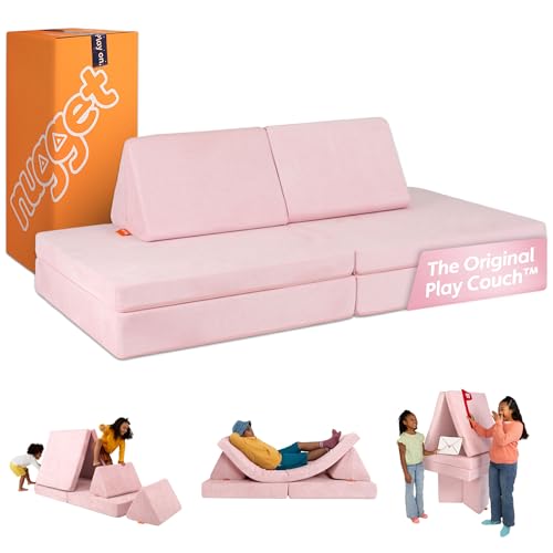 Image of Nugget - The Original Play Couch for Kids - Modular Foam Children's Sofa for Playroom, Imagination, & Creative Open Ended Play - Washable & Convertible Playroom Furniture, Heartthrob