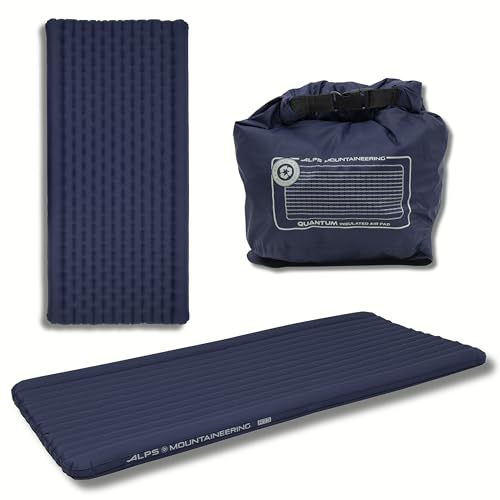 ALPS Mountaineering Quantum Insulated Air Mat – Insulated Sleeping Pad with R-Value 7.3, 3.5' Thick Camping Air Mattress, Recycled Ripstop Fabric & Pump Sack for Backpacking