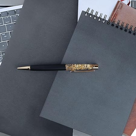 Image of Personalized Pen with Name Engraved I Metal Classy Customized Roller Ball Pens I Comfortable to Hold & Write I Gift for Men & Women Birthday Corporate Gifting (Gold Flake)