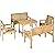 Outsunny 5 Piece Wooden Patio Dining Set for 6, Outdoor Conversation Set with 2 Armchairs, 2 Loveseats, and Dining Table with Umbrella Hole for Backyard, Garden, Light Brown