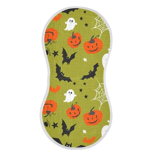 Baby Burp Cloths, Soft Absorbent Burping Cloths for Babies, Cotton Milk Spit Up Rags, Large Size for Newborns, Baby Boys and Girls (Cute Jack-o'-Lanterns)